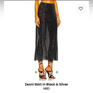 XS NBD Zenni Skirt in Black and Silver NWT!!